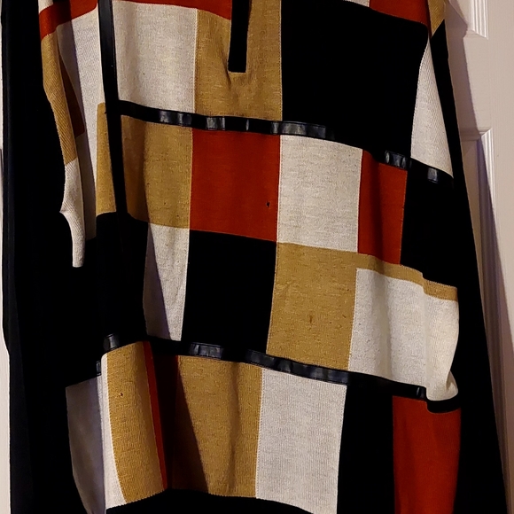 MEN CHECKERED SWEATER W/LEATHER, sz 3X, used $13 GLENN HEIGHTS TX PPU OR SHIP - Picture 5 of 9